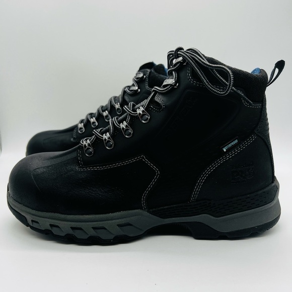 TIMBERLAND PRO 447 STEEL TOE BLACK WORK-BOOTS DOWNDRAFT 6” WATERPROOF NWOT main image 9